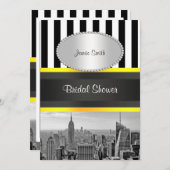 NYC Skyline BW Blk Whk Strp Yellow P Vrijgezellenf Kaart (Voorkant / Achterkant)