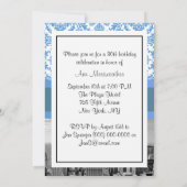 NYC Skyline BW D4 Damask Birthday Party V Kaart (Achterkant)