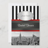 NYC Skyline BW Zwart Wit Streep 2P Vrijgezellenfee Kaart (Voorkant)