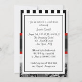 NYC Skyline BW Zwart Wit Streep 2P Vrijgezellenfee Kaart (Achterkant)