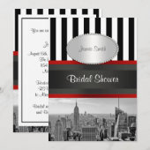 NYC Skyline BW Zwart Wit Streep 2P Vrijgezellenfee Kaart (Voorkant / Achterkant)