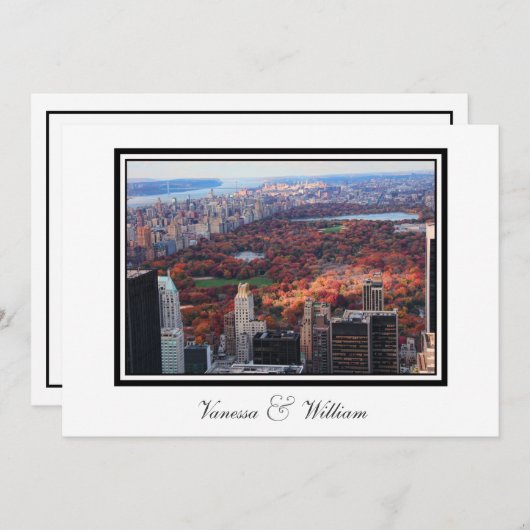 NYC Skyline Central Park van boven bruiloft uitnod Kaart (Voorkant / Achterkant)
