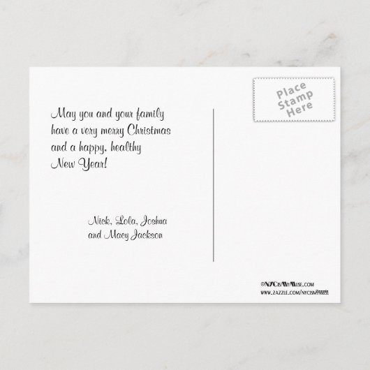 NYC Skyline Chrysler Bldg, Flatiron Snow Kerstmis Feestdagenkaart (Achterkant)