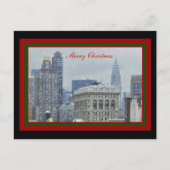 NYC Skyline Chrysler Bldg, Flatiron Snow Kerstmis Feestdagenkaart (Voorkant)