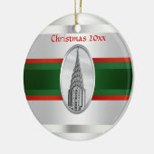 NYC Skyline: Chrysler bouwen Xmas #3W Keramisch Ornament (Links)