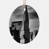 NYC Skyline: Chrysler Building, Met Life BW Keramisch Ornament (Rechts)