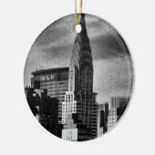 NYC Skyline: Chrysler Building, Met Life BW Keramisch Ornament (Links)