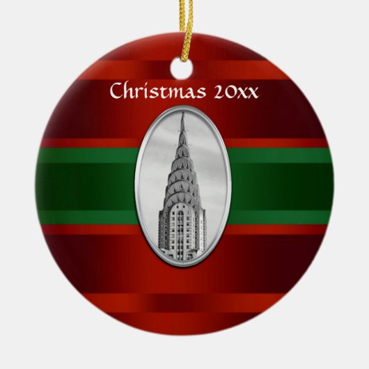 NYC Skyline: Chrysler Building Xmas #3 Keramisch Ornament (Voorkant)