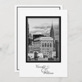 NYC Skyline Chrysler Flatiron BW Wedding #1 Uitnod Kaart (Voorkant / Achterkant)