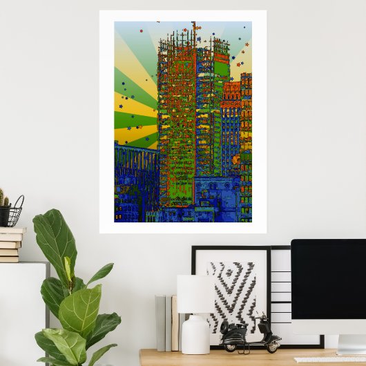 NYC Skyline: De New York Times Building Poster (Thuiskantoor)
