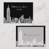 NYC Skyline DIY BG Color Place Cards #1 Plaatskaartje (Voorkant / Achterkant)