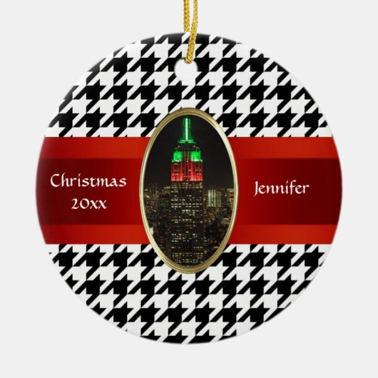 NYC Skyline: EMP ST gebouw Xmas #5 Keramisch Ornament (Voorkant)