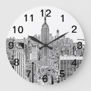 NYC Skyline - Empire State Building, Etched look Grote Klok