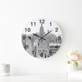 NYC Skyline - Empire State Building, Etched look Grote Klok (Huis)