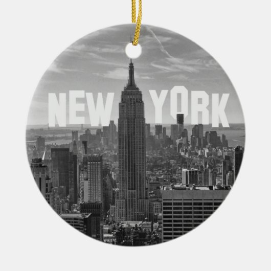 NYC Skyline Empire State Building, WTC BW 2C Keramisch Ornament (Voorkant)