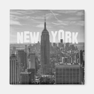 NYC Skyline Empire State Building, WTC BW 2C Magneet