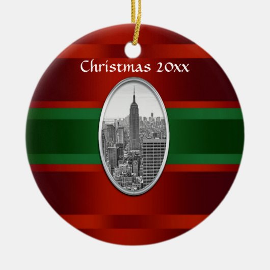 NYC Skyline: Empire State Building Xmas #3 Keramisch Ornament (Voorkant)