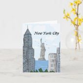 NYC SKYLINE EN LADY LIBERTY NOTE KAART (Gele Bloem)