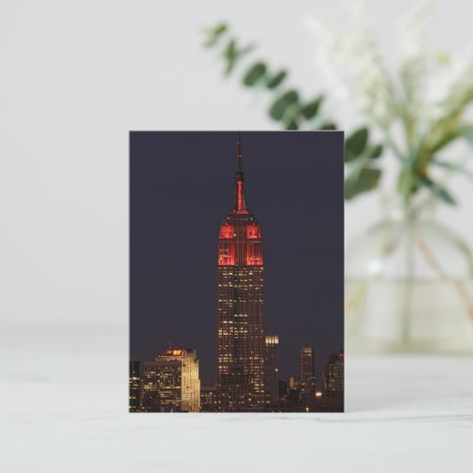 NYC Skyline ESB allemaal in het rood Briefkaart (Staand voorkant)