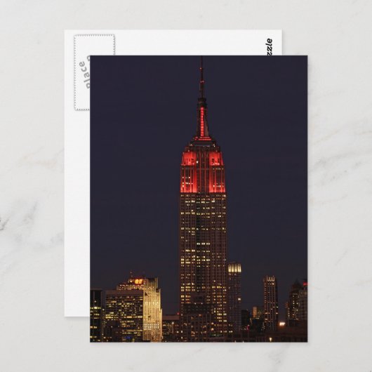 NYC Skyline ESB allemaal in het rood Briefkaart (Voorkant / Achterkant)