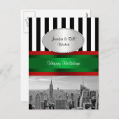 NYC Skyline ESB BW Blk Wit strp P Kerstmis Feestdagenkaart (Voorkant / Achterkant)