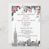 NYC Skyline ESB Etch Burg Grn Floral Vrijgezellenf Kaart (Voorkant)