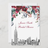 NYC Skyline ESB Etch Burg Grn Floral Vrijgezellenf Kaart (Achterkant)