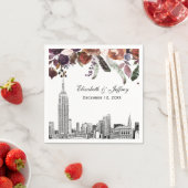 NYC Skyline ESB Etch Burgundy Plum Floral Wedding Servet (Insitu)