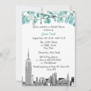 NYC Skyline ESB Etch Eucalyptus Vrijgezellenfeest Kaart