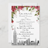 NYC Skyline ESB Etch Holly Poinsettia Wedding Kaart (Voorkant)