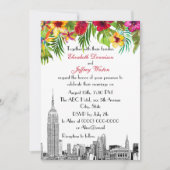 NYC Skyline ESB Etch Tropical Wedding Kaart (Voorkant)