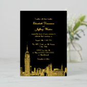 NYC Skyline ESB Etch Wedding Folie Uitnodiging (Staand Voorkant)