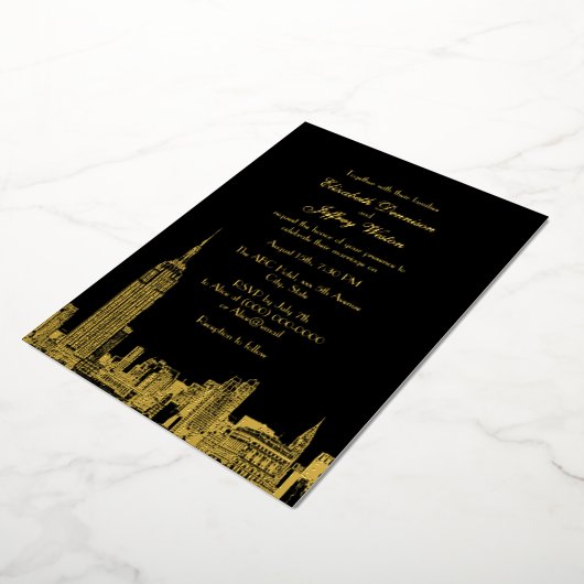 NYC Skyline ESB Etch Wedding Folie Uitnodiging (Gedraaid)