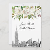 NYC Skyline ESB Etch White Floral Vrijgezellenfees Kaart (Achterkant)