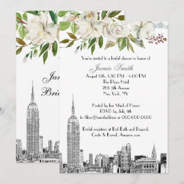 NYC Skyline ESB Etch White Floral Vrijgezellenfees Kaart