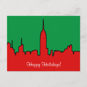 NYC Skyline: ESB-kerstSilhouette Feestdagenkaart