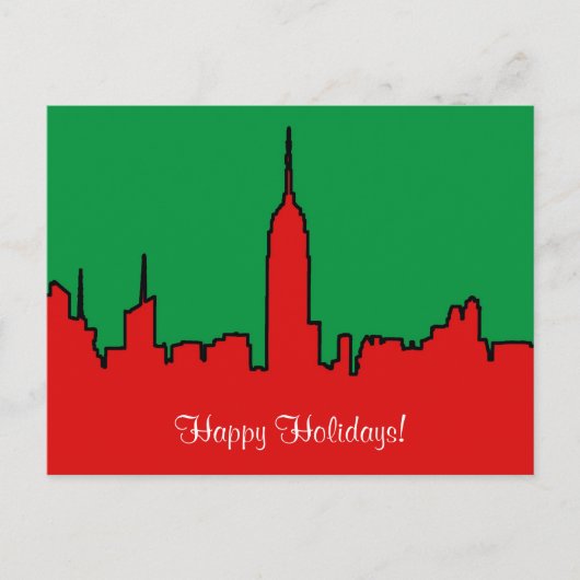 NYC Skyline: ESB-kerstSilhouette Feestdagenkaart (Voorkant)