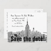 NYC Skyline ESB Top of the Rock Etch Save the Date Aankondigingskaart (Voorkant / Achterkant)