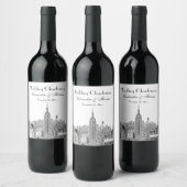 NYC Skyline ESB Top of the Rock Etched Wine Label Wijn Etiket (Flessen)