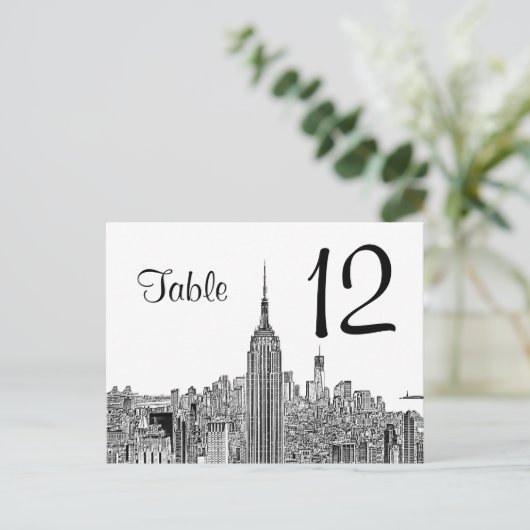 NYC Skyline ESB Top of the Rock Table Number Briefkaart (Staand voorkant)