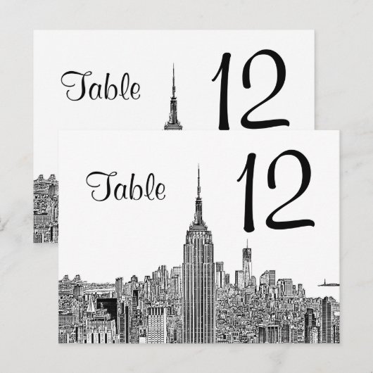 NYC Skyline ESB Top of the Rock Table Number Briefkaart (Voorkant / Achterkant)