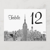 NYC Skyline ESB Top of the Rock Table Number Briefkaart (Achterkant)