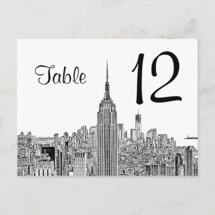 NYC Skyline ESB Top of the Rock Table Number Briefkaart