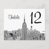 NYC Skyline ESB Top of the Rock Table Number Briefkaart (Voorkant)