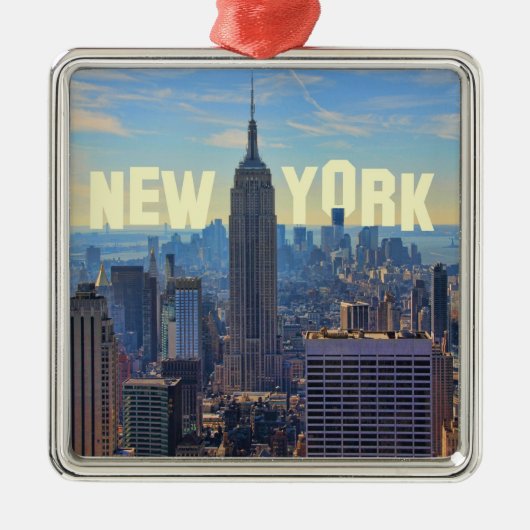 NYC Skyline ESB, Wereldhandel 2C Metalen Ornament (Voorkant)
