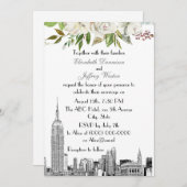 NYC Skyline ESB Witte Bloemen Waterverf Bruiloft # Kaart (Voorkant / Achterkant)