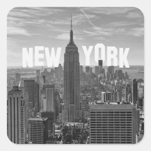 NYC Skyline ESB, WTC BW 2C Vierkante Sticker (Voorkant)