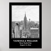 NYC Skyline ESB WTC Etch BW Wedding Poster (Voorkant)