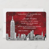 NYC Skyline Etch Sterrenrood BG SQ Sweet 16 H Kaart (Achterkant)