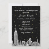 NYC Skyline Etchd Starry Vine Font DIY BG Sweet 16 Kaart (Achterkant)